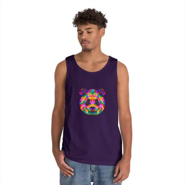 Colored Panda Unisex Heavy Cotton Tank Top - Image 36