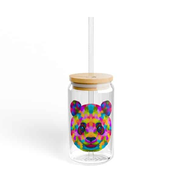 Colored Panda Sipper Glass, 16oz