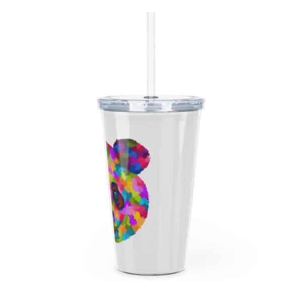 Colored Panda Plastic Tumbler with Straw - Image 3