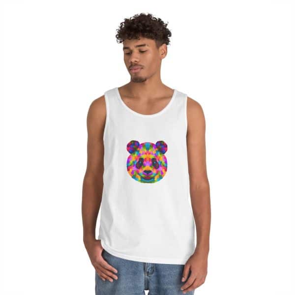 Colored Panda Unisex Heavy Cotton Tank Top - Image 4