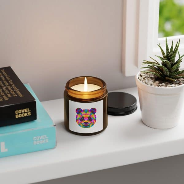 Colored Panda Scented Soy Candle (Multi-Size, Amber Jar) - Image 4