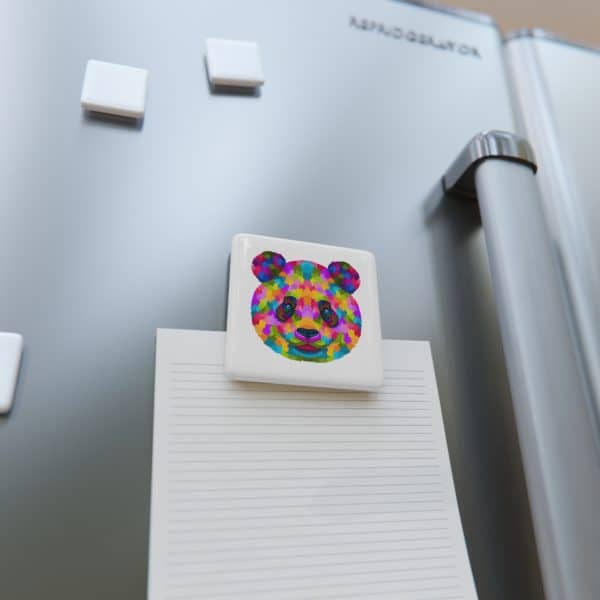 Colored Panda Porcelain Magnet, Square - Image 4