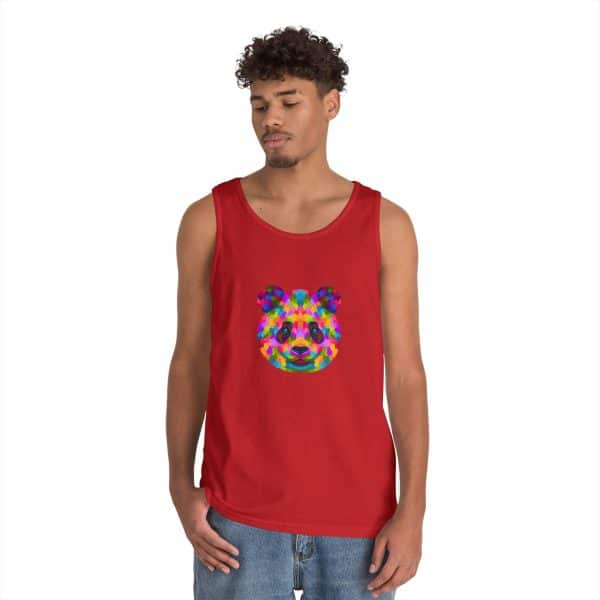 Colored Panda Unisex Heavy Cotton Tank Top - Image 44