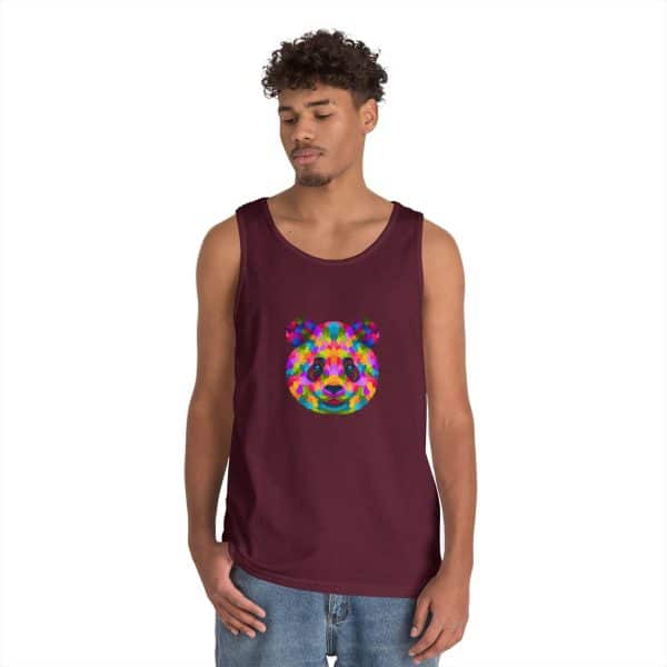 Colored Panda Unisex Heavy Cotton Tank Top - Image 16