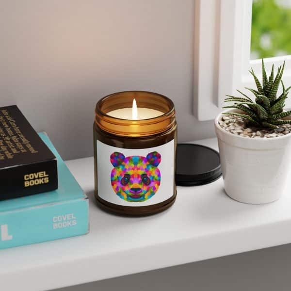 Colored Panda Scented Soy Candle (Multi-Size, Amber Jar) - Image 8