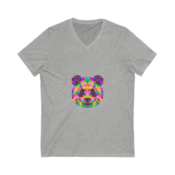 Colored Panda Unisex Jersey Short Sleeve V-Neck Tee - Image 5