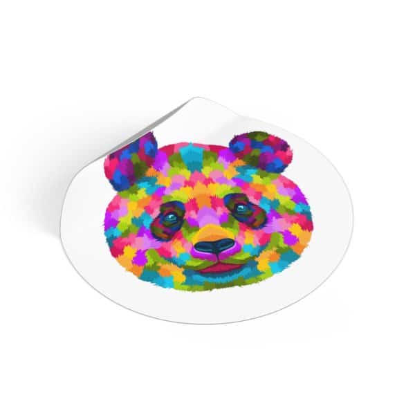 Colored Panda Round Vinyl Stickers - Image 2