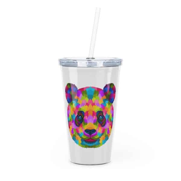 Colored Panda Plastic Tumbler with Straw