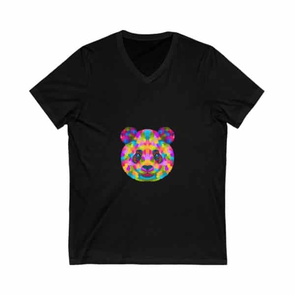 Colored Panda Unisex Jersey Short Sleeve V-Neck Tee - Image 3