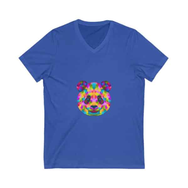 Colored Panda Unisex Jersey Short Sleeve V-Neck Tee - Image 7