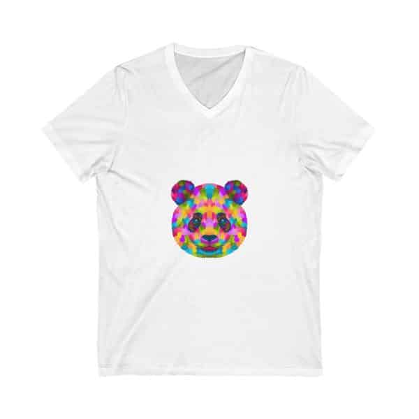 Colored Panda Unisex Jersey Short Sleeve V-Neck Tee