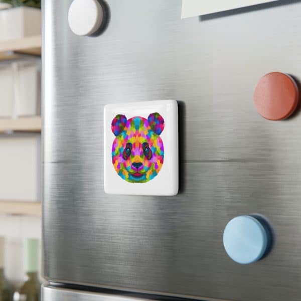 Colored Panda Porcelain Magnet, Square - Image 3