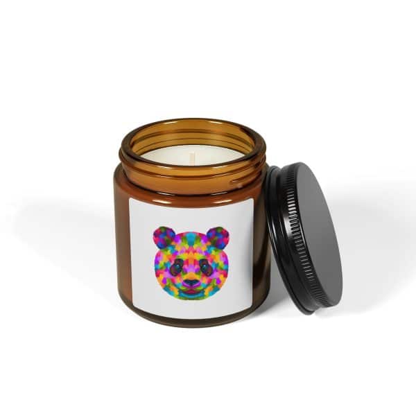 Colored Panda Scented Soy Candle (Multi-Size, Amber Jar) - Image 2