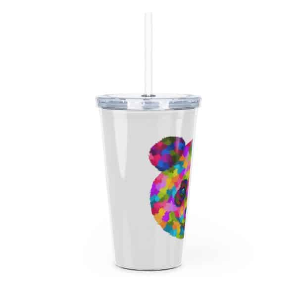 Colored Panda Plastic Tumbler with Straw - Image 2