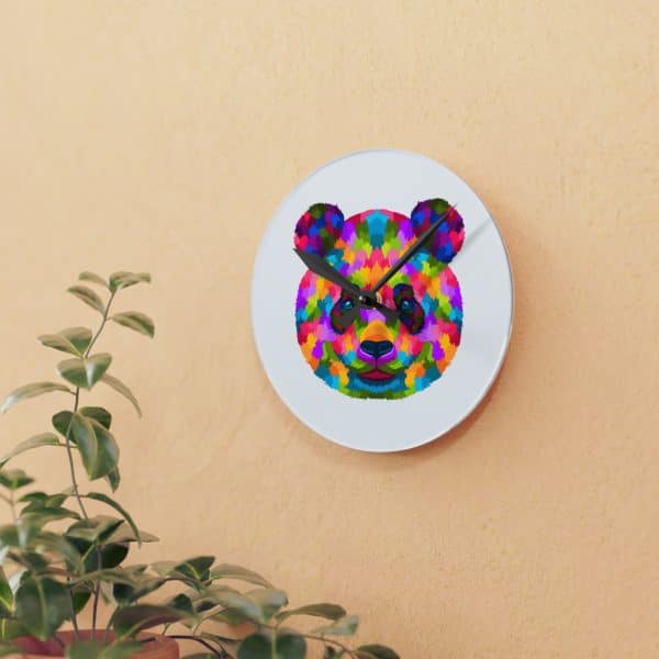 Colored Panda Acrylic Wall Clock - Image 3