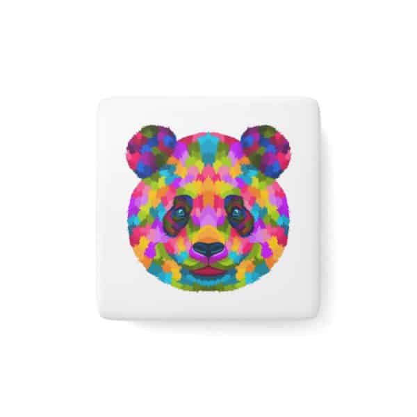 Colored Panda Porcelain Magnet, Square