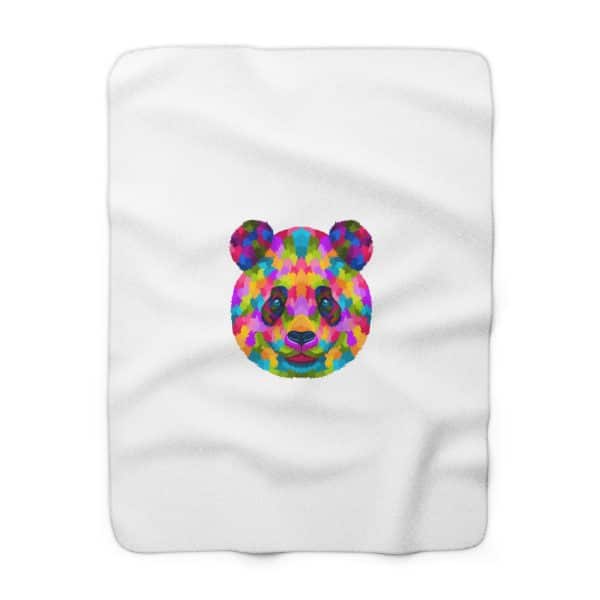 Colored Panda Sherpa Fleece Blanket