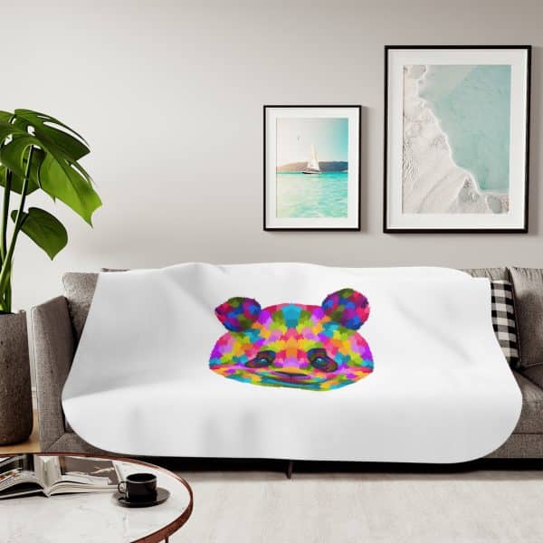 Colored Panda Sherpa Blanket, Two Colors - Image 23